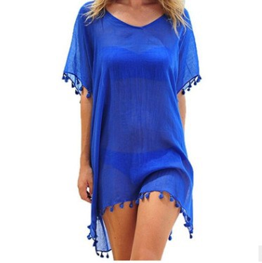 Damenblusen Lockere Chiffonkleider Sommer Strand Tunika Überzieh-Shirt