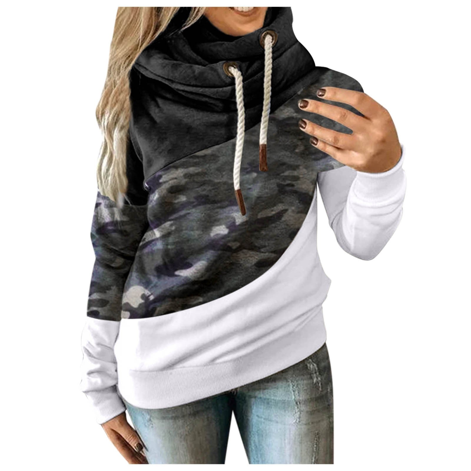 Damen Hoodie Camouflage Sweatshirt