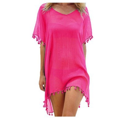 Damenblusen Lockere Chiffonkleider Sommer Strand Tunika Überzieh-Shirt