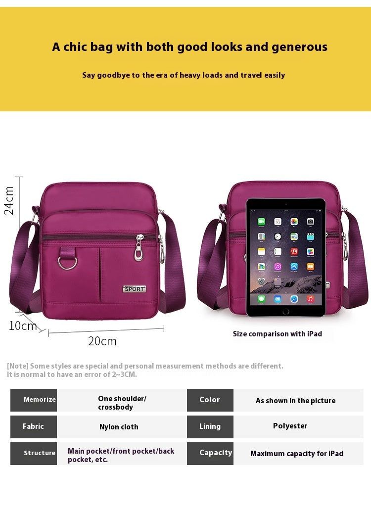 Nylon outdoor travel shoulder bag