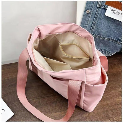 Neue japanische Stil einfarbige Einkaufstasche Umhängetasche Casual Einfache Canvas Handtasche