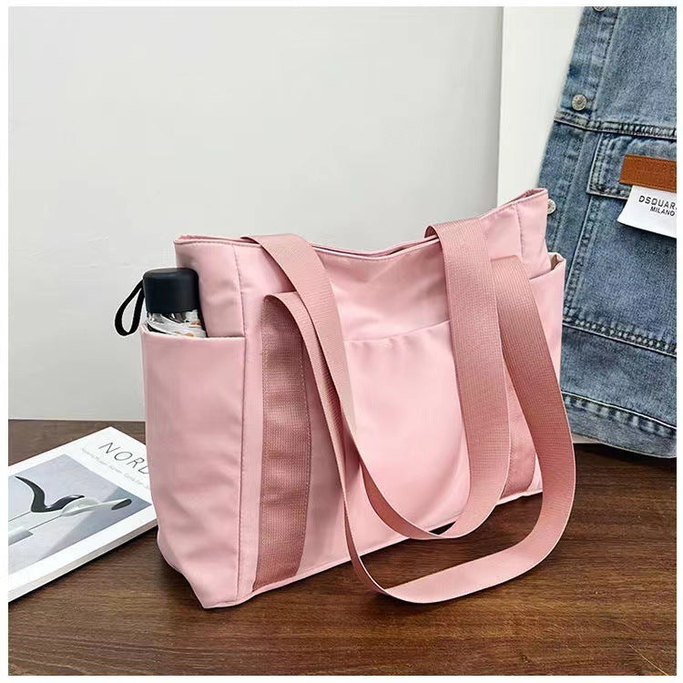 Neue japanische Stil einfarbige Einkaufstasche Umhängetasche Casual Einfache Canvas Handtasche