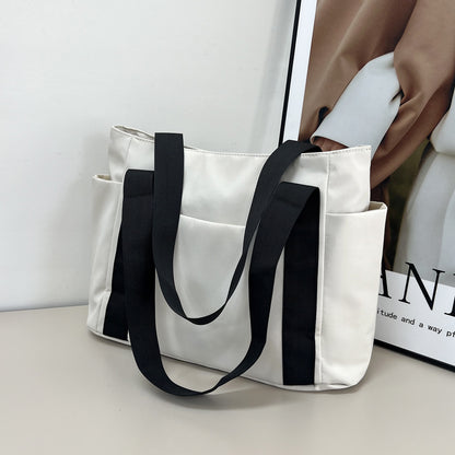 Neue japanische Stil einfarbige Einkaufstasche Umhängetasche Casual Einfache Canvas Handtasche